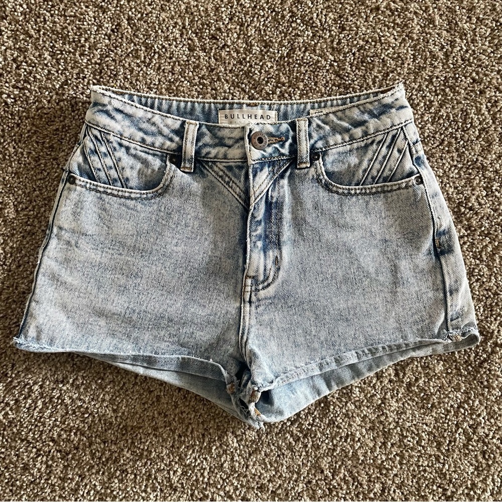 Bullhead Denim Mom Jean Shorts Juniors Size 3 Stone Acid Wash Vintage Style 90s - Picture 1 of 10